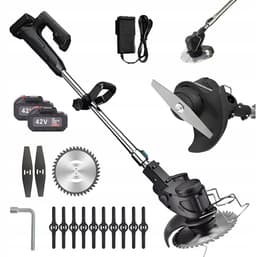 150W Grasmaaier - Accu Grasmaaier - Draadloze Trimmer - 90° Verstelbare Kop & 90-125cm Steel - 2x2600mAh Batterij & 3 Messen - Voor Tuin — thumbnail 5