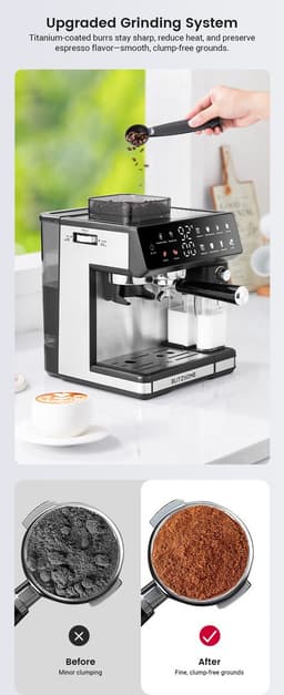 BlitzHome CM5710 Espressomachine Volautomatische met Geïntegreerde Koffiemolen, Dual Boiler, Melkopschuimer, Heet & Koud, Touchscreen Bediening, Snelle Bereiding, EU-Stekker — thumbnail 2