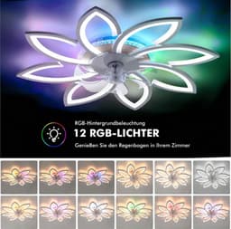 8 Bloem Plafondlamp RGB - Met Afstandsbediening - Dimbaar - 90 cm - Moderne Woonkamerlamp - Multifunctionele Plafoniere — thumbnail 1