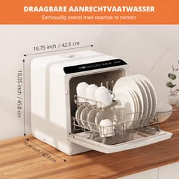 AIRMSEN Mini Vaatwasser - Watertank 5L - 6 Programma's - 4 Couverts - 42.5 cm - Zwart/wit — thumbnail 5