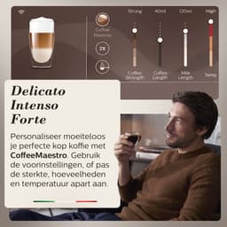 Saeco GranAroma Deluxe SM6680/00 - Zwart - Espressomachine - 18 Dranken met melksysteem - Groot scherm - Slim & verbonden - Volautomatisch - Koffiemachine met bonen + AquaClean filter — thumbnail 5