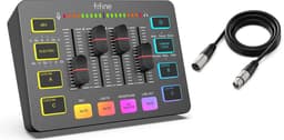 FIFINE SC3 + XLR Kabel - Streaming Deck - DJ Mixer - Gaming Mixer - Podcast / Stream / Gaming - XLR Aansluiting - Line-in - Voice Changer - Zwart — thumbnail 1