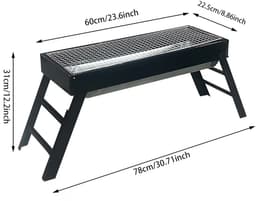 Opvouwbare Houtskool BBQ Grill – Draagbare RVS Camping Barbecue met Inklapbare Poten – Compacte Grill voor Buiten & Reizen — thumbnail 2