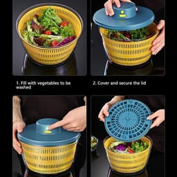 Elektrische Groentewasmachine - Salad Spinner Vergiet - Keuken Reinigen Drogen - Multifunctioneel Kneedkom - 4 Liter Capaciteit - Blauw — thumbnail 3