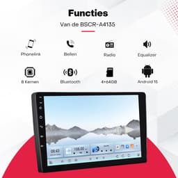 Boscer Autoradio - Geschikt voor Toyota Aygo, Citroën C1 & Peugeot 108 (2015-2020) - Android 15 - 9 Inch HD Touchscreen - 8-Core Snapdragon 4+64GB - Interne Koeling - Apple CarPlay & Android Auto - GPS, WiFi, Bluetooth - Camera & Microfoon — thumbnail 5