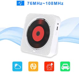 Discman - CD Speler met Bluetooth - Ingebouwde Speakers - FM Radio - Inclusief Afstandsbediening - USB & AUX - Koptelefoonaansluiting - LED Display - Wit — thumbnail 2