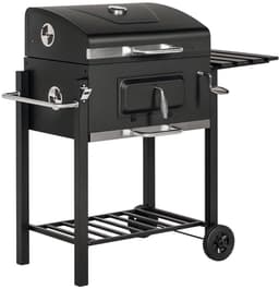 Premie Houtskool Barbecue - Smoker Barbecue - Houtskoolgrill - met Deksel, Handgrepen, Thermometer, Wielen, Warmhoudrek, 2 Grillrooster - BBQ voor Kamperen, Buiten, Tuin - 113 x 65 x 108 cm - Zwart — thumbnail 1