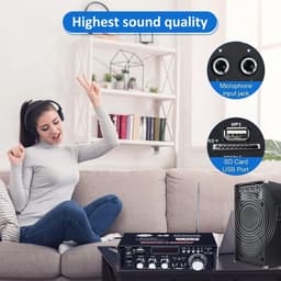 Audio Versterker - Stereo Versterker - Amplifier - Versterkers - USB - Zwart — thumbnail 3