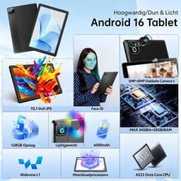 Tablet X6 - 10.1 inch - A537 Chip - 34GB RAM(6G+28GB) - 128GB - WiFi6 - Zwart — thumbnail 5