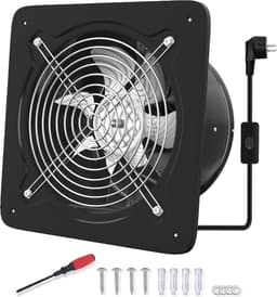 Afzuigventilator 200 mm – Badkamer Ventilator 980 m³/u met Terugslagklep – Stille Wandventilator voor Badkamer, Keuken, Garage & Kelder – Krachtige Luchtafvoer Zwart — thumbnail 1