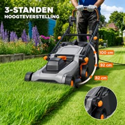 Jensaro Elektrische Grasmaaier - 1500W - Met Mulchfunctie - 36 CM Maaibreedte - 40L Grasopvangbak - 6 Maaihoogtes - Zwart/Grijs — thumbnail 3