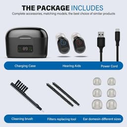 Oplaadbare hoortoestellen voor senioren, in-ear ontwerp, ruisonderdrukking, geluidsversterking, USB-interface, lange batterijduur, wit LED-display. — thumbnail 2