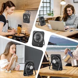 USB Tafelventilator - Stil - Kantelbaar - 5 Snelheden - Ventilator Bureau - Zwart — thumbnail 2