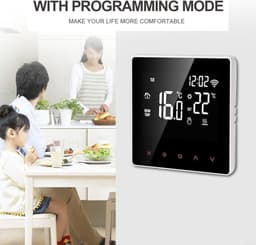 Slimme Thermostaat - WLAN Verwarmingsregelaar - Comfort Verhoging - Nauwkeurige Temperatuurregeling - 86x86 mm - Wit-Oranje — thumbnail 5