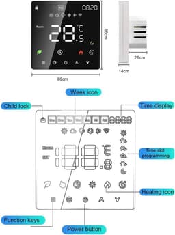 Slimme Thermostaat - Wifi Thermostaat - Energie Besparen - App & Spraakbediening - 86 x 86 mm - Zwart — thumbnail 4