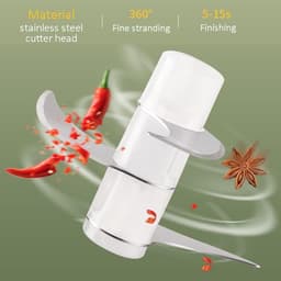 Mini Keuken Chopper - Draadloze Hakker - Snel Ingrediënten Snijden - USB Oplaadbaar - 250 ml - Wit — thumbnail 2