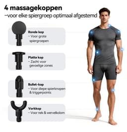 Funlife M2 Mini Massage Gun Zwart - Compact Massagepistool 0,5 kg - Fluisterstil <45 dB - 6 Intensiteitsstanden - 4 Massagekoppen - Draadloos — thumbnail 4