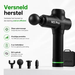OPOVE Massage gun - Massagegeweer - spiermassager - diepe weefselmassage - percussie - beweegbare handheld elektrische body massager - sport snoerloos - M3 Pro - Professioneel Massage Apparaat - Massage gun - Massageapparaat - Massage Pistool - zwart — thumbnail 1