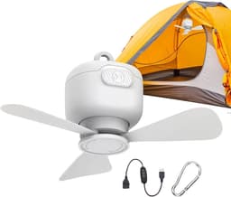 Tent Ventilator - Plafondventilator - Kamperen Buiten - Draadloze Afstandsbediening - 25x25x11.5 cm - Wit — thumbnail 1