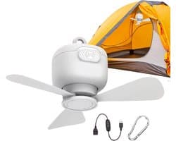Tent Ventilator - Plafondventilator - Kamperen Buiten - Draadloze Afstandsbediening - 25x25x11.5 cm - Wit