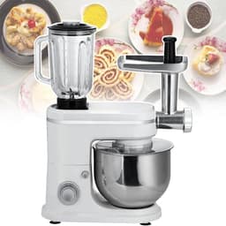 Keukenmachine - Mixer Kom - Bakken Maken - 3-in-1 Hulpstukken - 6L Kom - Zilver — thumbnail 1