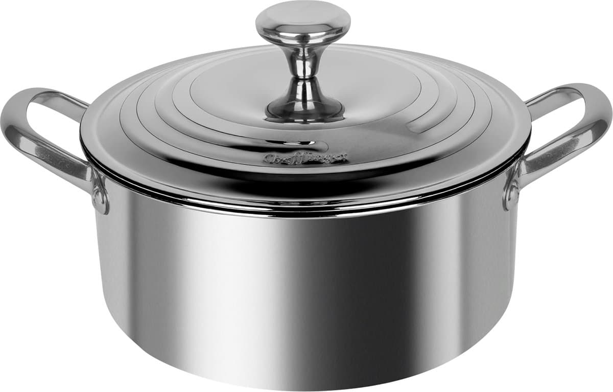 Cheffinger, Roestvrijstalen Kookpan 24cm met Metalen Deksel en Versterkte Handgrepen, Zilver — afbeelding 1
