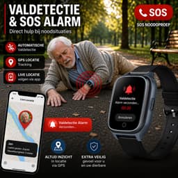 Royal Empire alarmhorloge – GPS Pro Smartwatch voor Senioren – Valdetectie & SOS – Videobellen – Medicatiealarm – Hartslag en Bloeddrukmeter — thumbnail 2