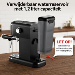 Seth Select Espressoapparaat 1100W – 15 Bar Koffiemachine met Melkopschuimer en 1,2L Reservoir - Cappuccino & Latte Maker - Zwart — thumbnail 3