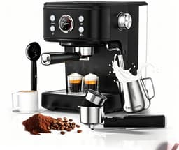 Volautomatische koffiemachines 2 in 1 huishoud koffiemaker - Capsule And Powder halfautomatische espressomachine - melkopschuimer- 20 bar druk- 1100W, voor cappuccino en latte macchiato thuis en kantoor — thumbnail 1