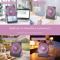 longziming -Draagbare Ventilator - Reizewaaier - Tafelventilator - 180° Draaibaar - Ophangbaar Design - Duurzaam Plastic - Fluisterstil Motor - Ideaal Voor Reizen - 1 Stuk — thumbnail 4