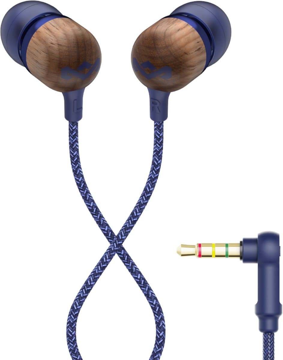 House of Marley Smile Jamaica Oortjes met Draad - Bedrade Oordopjes 3,5 mm Aansluiting - Met Microfoon en 1knopsbediening - Eco Friendly Design - 9 mm Drivers - Knoopvrije Kabel - Denim — afbeelding 1