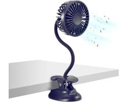 Clipfan met Klembord - USB-oplaadbare Persoonlijke Ventilator met Flexibele Hals - 3 Snelheden - Geschikt voor Babywagen Kantoor Bed Auto Strand Kamperen Studentenkamer - Noodvoedingsbankfunctie - Marineblauw