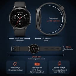 Otiume Sport GT3 – Smartwatch – 46mm Amoled Display – Dual GPS – Bluetooth bellen – Zwart — thumbnail 2