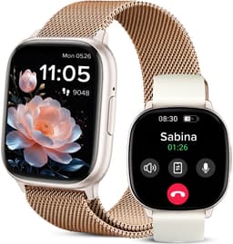 Avalue Smartwatch Dames & Heren - AMOLED Full Touchscreen - Bluetooth Bellen - Hartslag & Bloedzuurstof - Slaaptracker - - Meerdere Sportmodi - Geschikt voor Android en iOS - Rose Gold en Wit — thumbnail 1