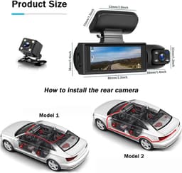 Dashcam Auto - Autocamera Rijcamera - Veiliger Rijden - Drie Kanalen Opname - Inclusief 64GB - Zwart — thumbnail 5