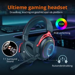 FoxieGo Draadloze Gaming Headset met Microfoon – 7.1 Surround Sound – Bluetooth 6.0 & 2.4GHz – Noise Cancelling – 100 Uur Batterij – USB-A / USB-C – Geschikt voor PS5, PS4, PC, Switch & Android — thumbnail 3