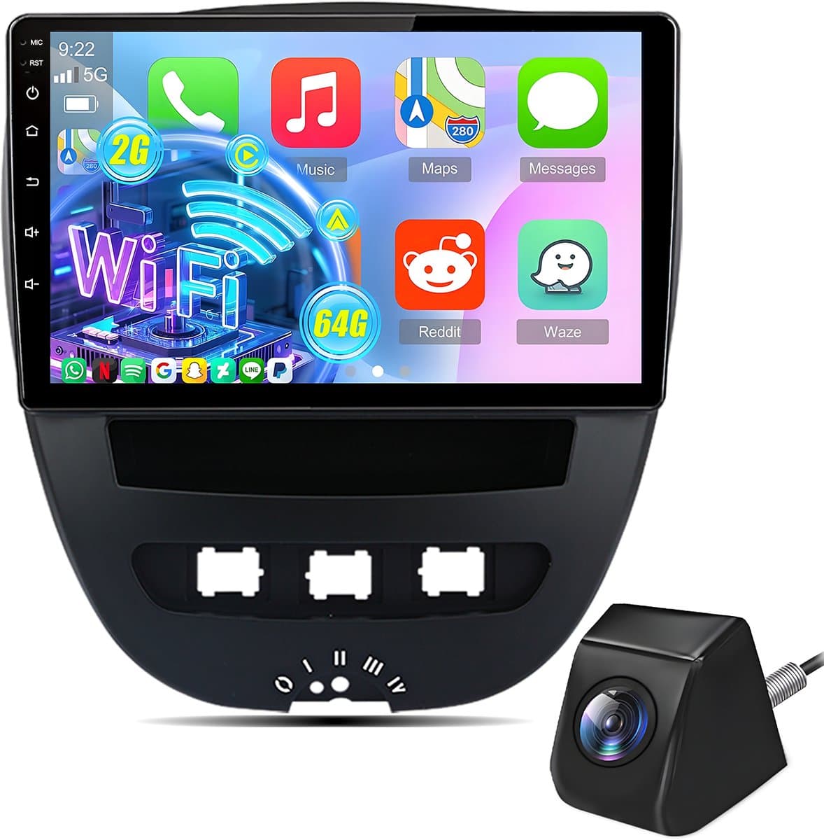 Hexinex - Autoradio Geschikt Voor Toyota Aygo/PEUGEOT 107/Citroen C1 2005-2014 - Android 15 2+64GB - Draadloos Apple Carplay & Android Auto - — afbeelding 1