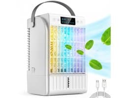 ECTEATOY® Ventilatoren - Draagbare Luchtkoeler 4-in-1 - Mini Airco met Waterkoeling & Luchtbevochtiger - 1.5L Waterreservoir - 4 Snelheden - Timer - Slaapkamer & Kantoor