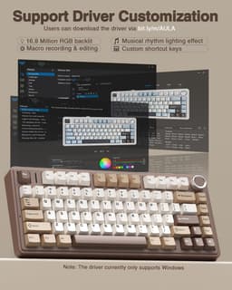 AULA F75 - Draadloze Gaming Toetsenbord - Mechanisch - Gasket - Hot Swap - QWERTY Toetsenborden - Tri mode - 80 Keys - Mokkabruin — thumbnail 4