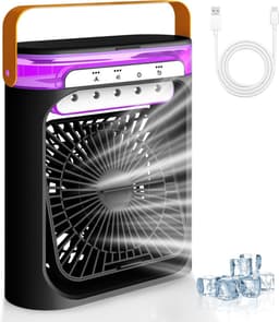 Mobiele Airco - Persoonlijke Koeler - Ruimte Koelen - 4-in-1 Functie - 600ml Tank - Zwart — thumbnail 1