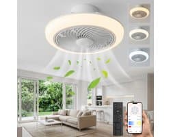MUPOO smart Plafondventilator met verlichting met App Afstandsbediening- Ø 46cm - Dimbaar & 3 Kleurstanden- Stil & Winterstand- Ventilator lamp plafond Voor Woonkamer & Slaapkamer