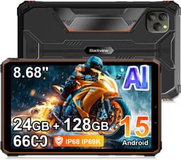 Tablet Blackview Active 5 - 24GB RAM - 128GB ROM - 8,68 inch - Android 15 - 6600mAh - BT 5,2 - Dual SIM 4G - IP68/IP69K - GPS - OTG - NFC - Oranje — thumbnail 1