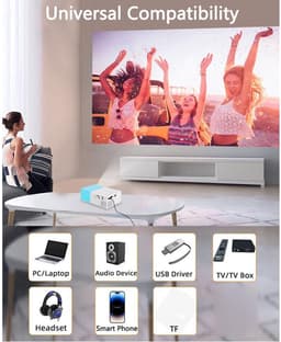 Dailygoody - Miniprojector - Full HD 1080P - Draagbare Projector - Thuisbioscoopfilmprojector - Geschikt voor Kinderen - Compact en Lichtgewicht — thumbnail 4