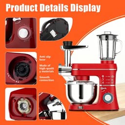 Keukenmixer - Bakmachine - Thuis bakken - 1400W motor - 10 liter kom - Rood — thumbnail 4