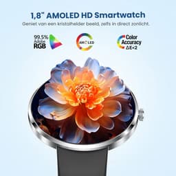 Avalue - AMOLED Dames Smartwatch - Hartslagmeter - Slaapmonitor - Vrouwengezondheid - Multisport - Android & iOS - RVS en Siliconen Band - Zwart — thumbnail 5