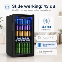 Norvia - Drankenkoelkast - Koelkast - Drankkoelkast - 90L - Glazen Deur - Verstelbare Planken - Stil - LED Verlichting - Zwart — thumbnail 3