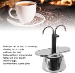 Dailygoods- Moka Pot Mini 2 Kops - RVS Koffiezetapparaat - Koffiepot voor Fornuis - Lichtgewicht en Compact - 100ML Inhoud - Gemakkelijk te Gebruiken - Koffiezetter — thumbnail 2