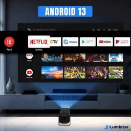 Lumistar® Pro Mini Beamer - Alles-in-één Smart TV Projector - 2025 model - Android 11.0 & iOS - WiFi 6 & Bluetooth 5.2 - 4k Ondersteuning - Beamer - Inclusief Hdmi kabel - Home Cinema - Zwart — thumbnail 4