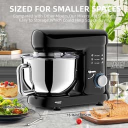 Planetaire Keukenmachine - Elektrische Mixer - Bakken en Koken - Krachtige 1500W Motor - 65 Liter Kom - Zwart — thumbnail 3