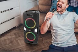 MEDION PE-1 Pure Partybox (accu, met microfoon, grote draagbare Bluetooth-luidspreker, muziekbox met lichteffecten, partyluidspreker met karaoke, 2 microfoonaansluitingen, AUX, USB, radio), MD400000 — thumbnail 5